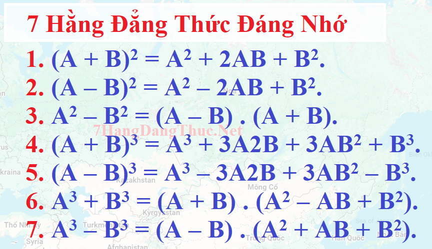 Công thức 7 hằng đẳng thức đáng nhớ